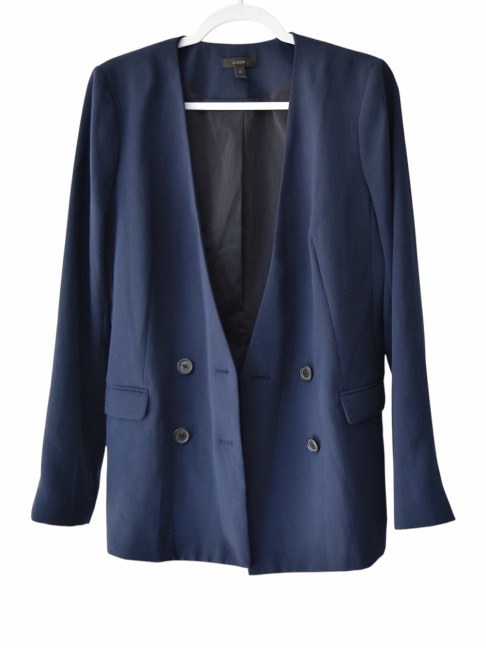 J.CREW Women’s 10 Navy Blazer Jacket  Double-Breasted Collar Polyester Work